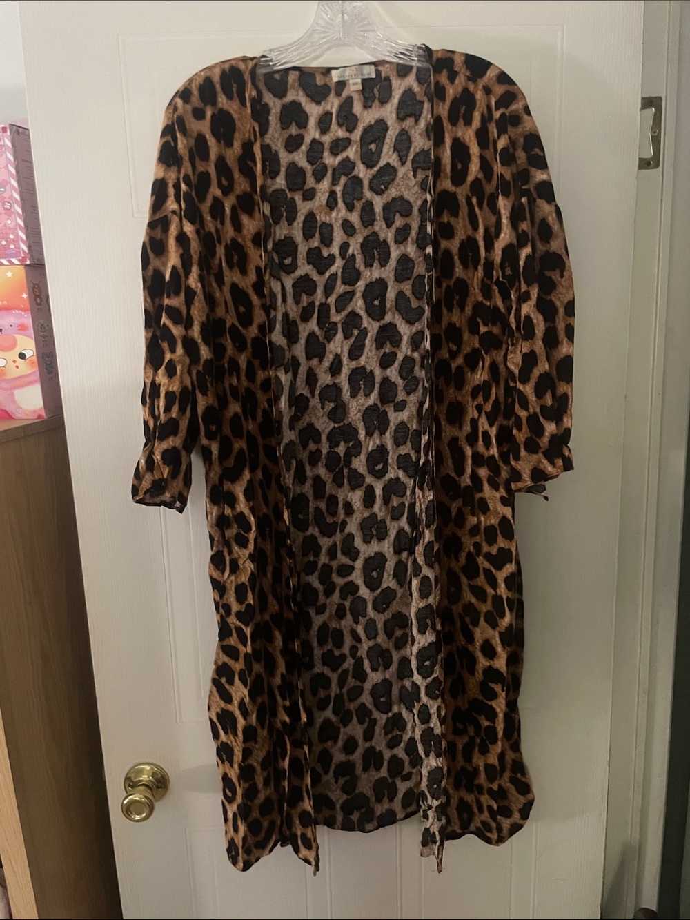 Open-Front Leopard Print Cape in Brown/Black